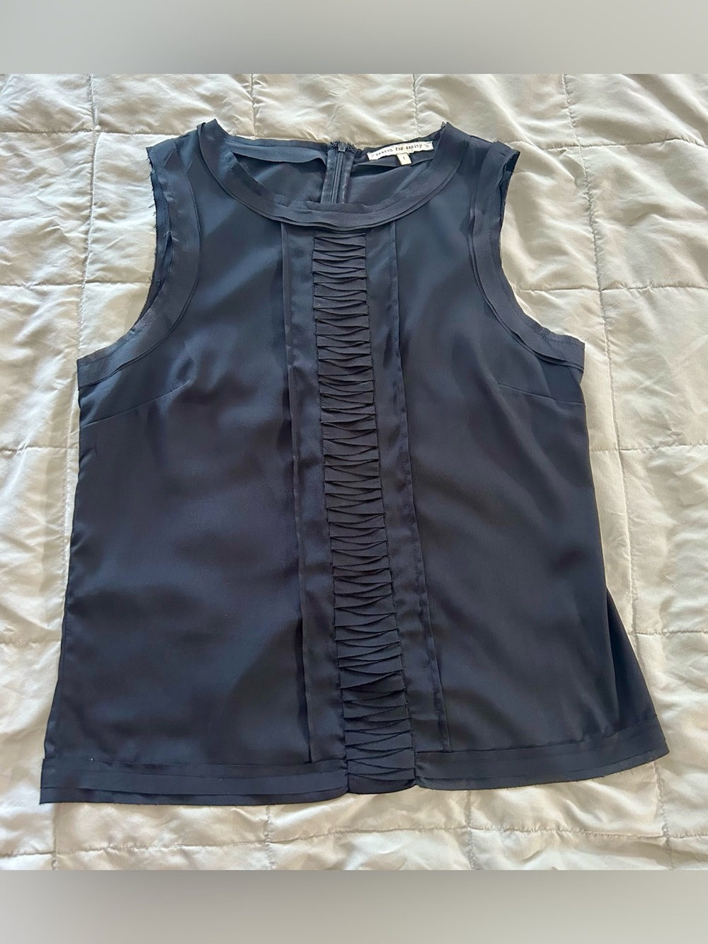 Search for Sanity Black Sleeveless Ruffle-Front Blouse Women’s Size 1 or Small